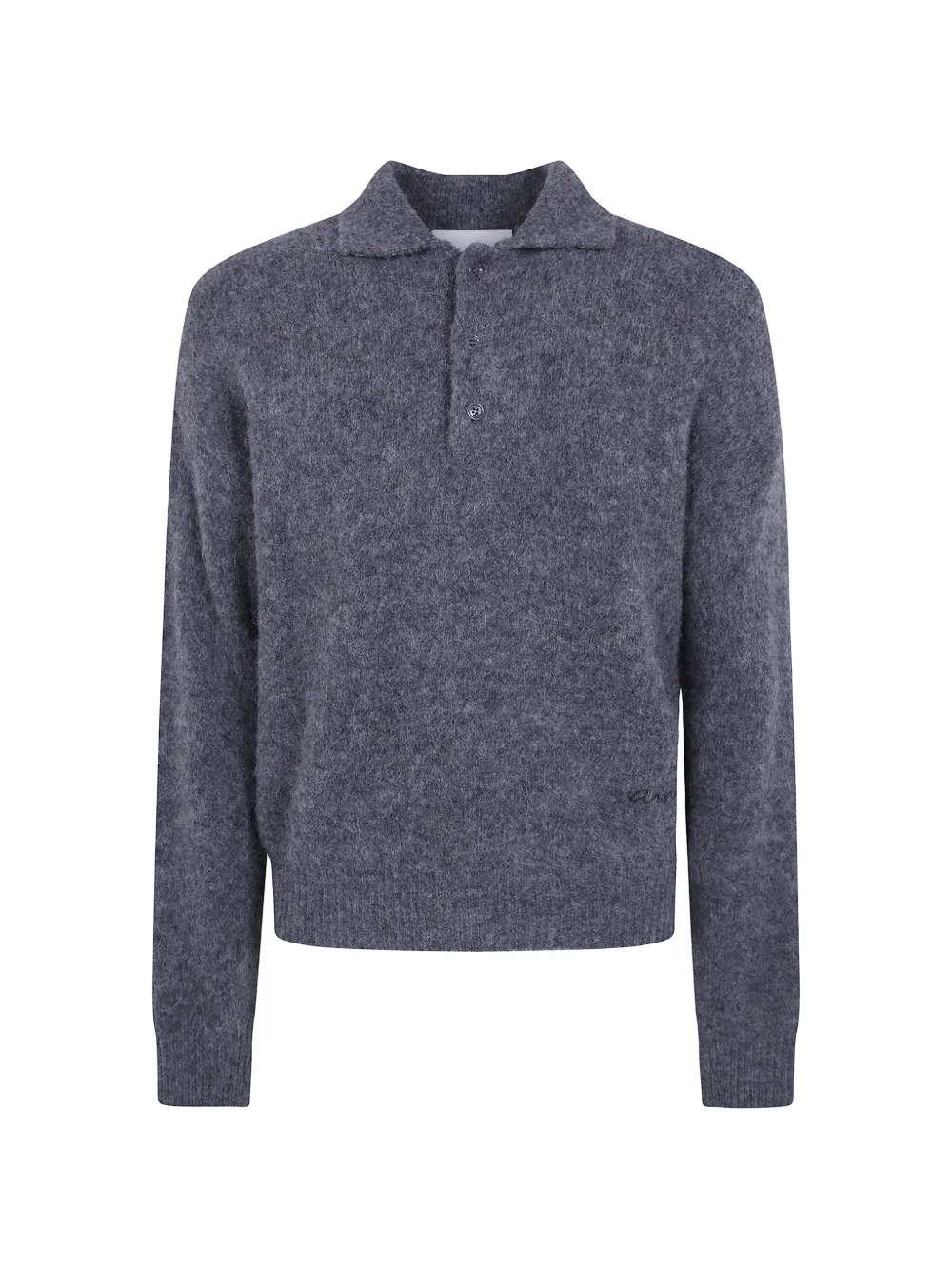AMI Paris grey wool and alpaca polo with Ami embroidery - Grigio