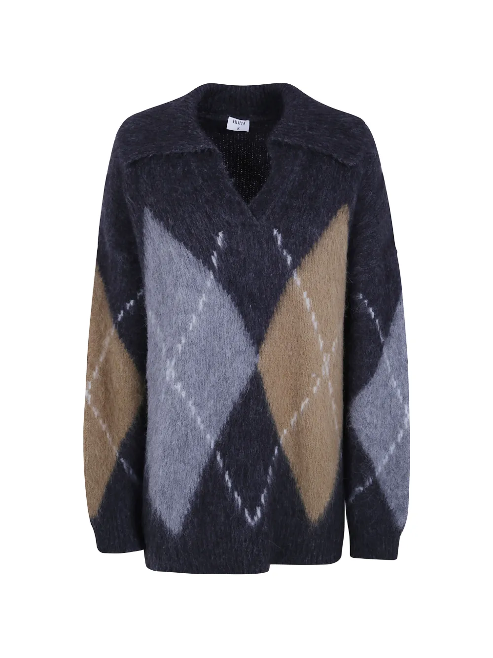 Filippa K argyle-knit V-neck sweater - Gris