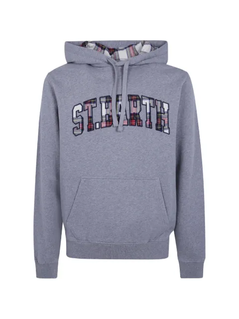 MC2 Saint Barth Tribeca tartan-patch logo-embroidered hoodie