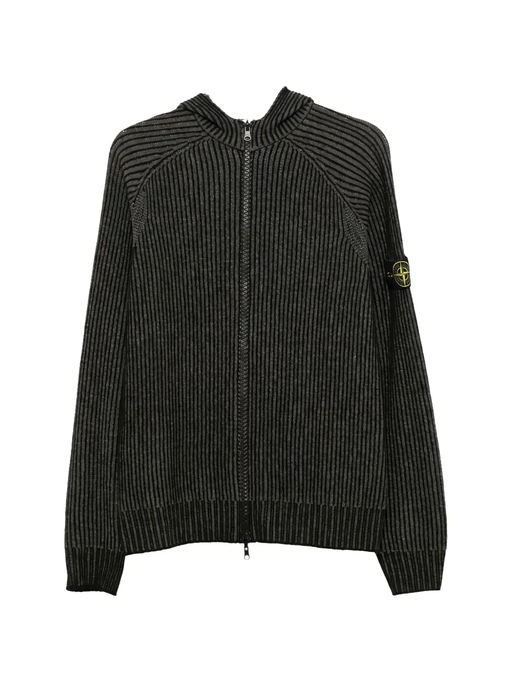 Stone Island reversible ribbed hoodie - Black