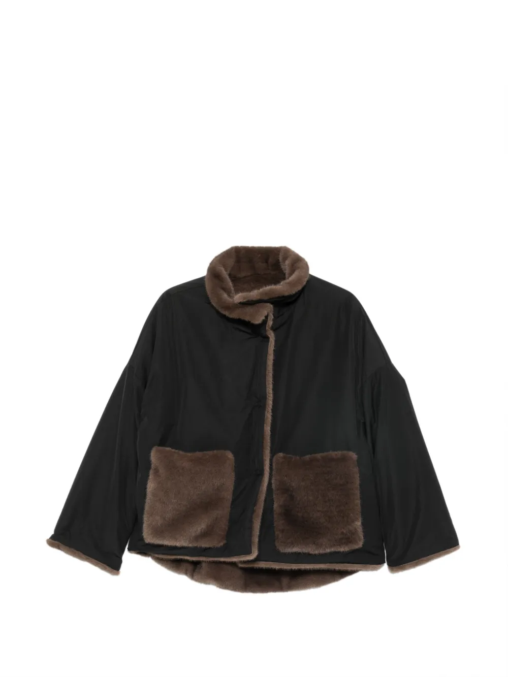 COLLECTION PRIVEE? manteau court réversible bordé de fourrure artificielle - Noir COLLECTION PRIVEE? manteau court réversible bordé de fourrure artificielle - Noir