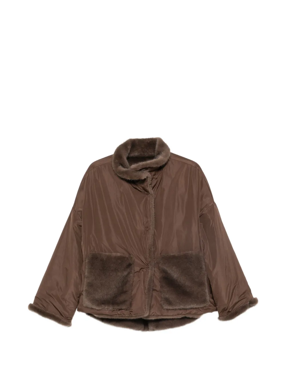 COLLECTION PRIVEE? manteau court réversible bordé de fourrure artificielle - Marron COLLECTION PRIVEE? manteau court réversible bordé de fourrure artificielle - Marron