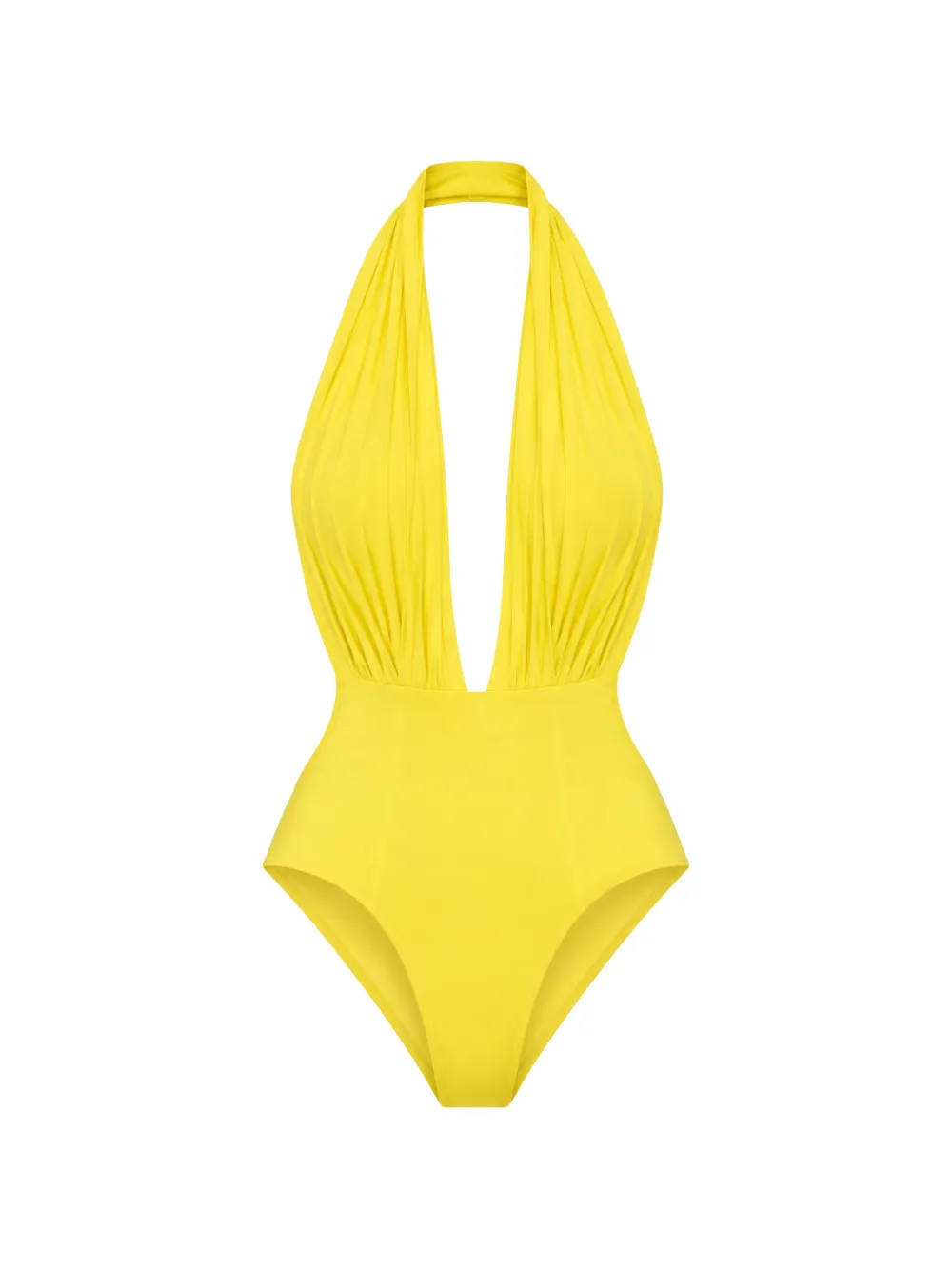Norma Kamali Wonderwoman halterneck ruched bodysuit - Giallo