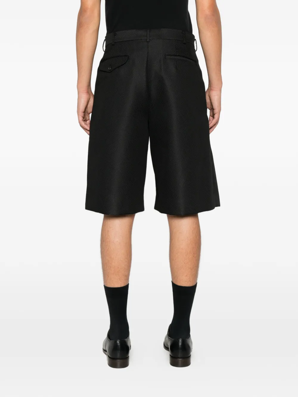 Comme des Garçons Homme Plus pleated textured shorts Zwart