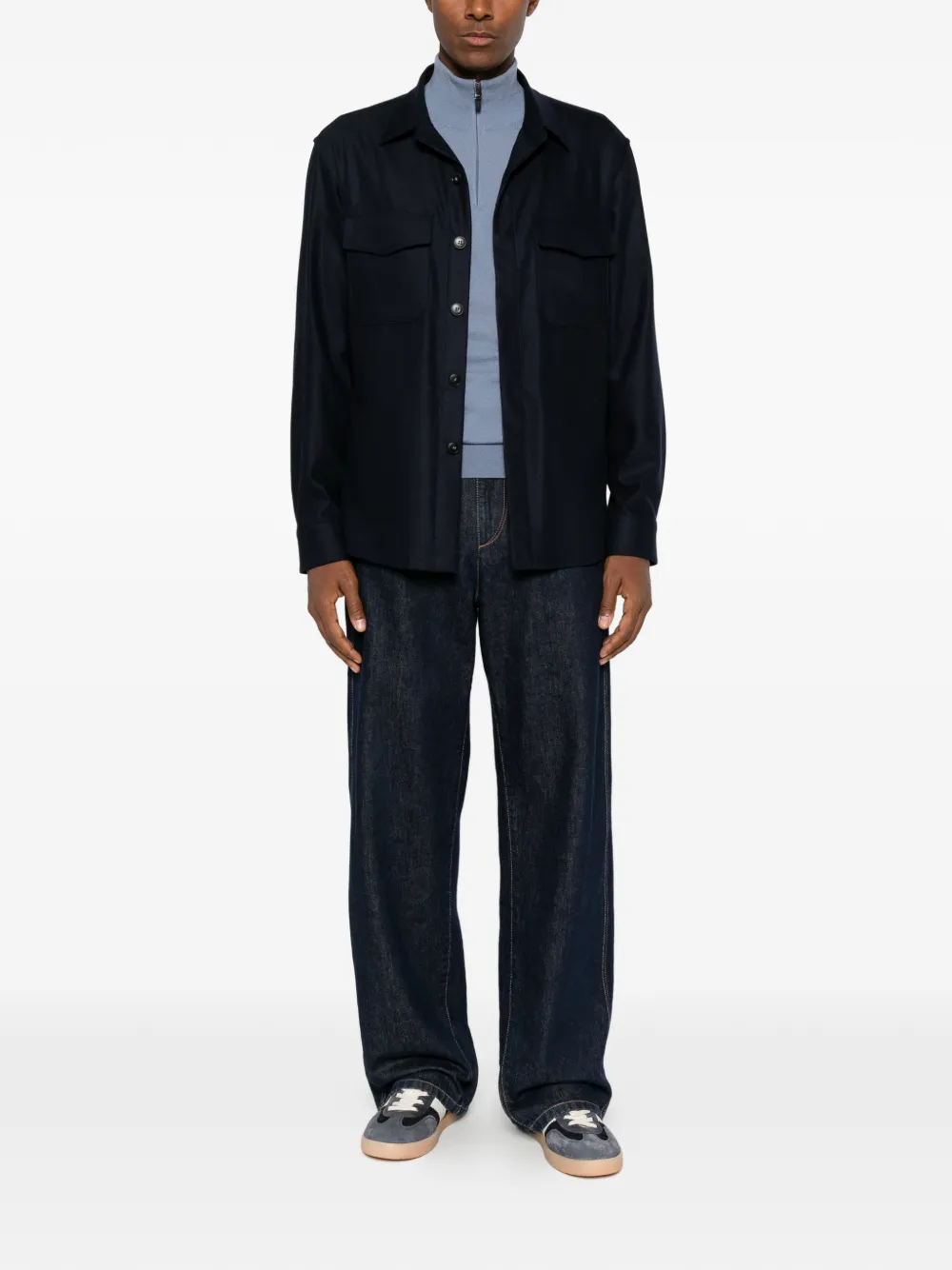 Canali quarter-zip cashmere sweater Blauw