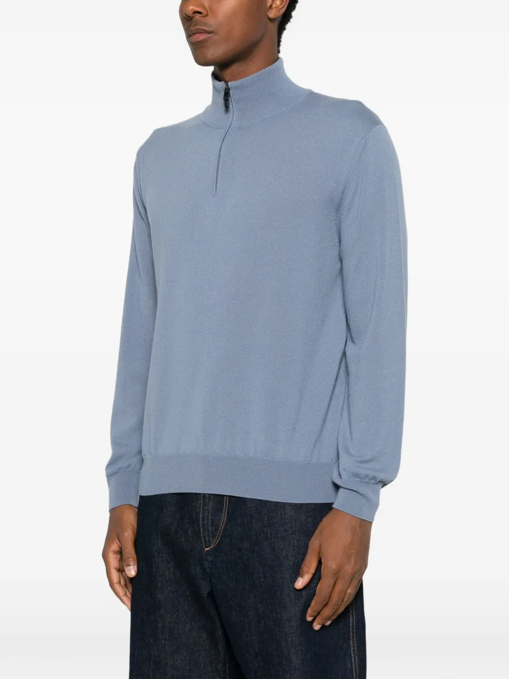 Canali quarter-zip cashmere sweater Blauw