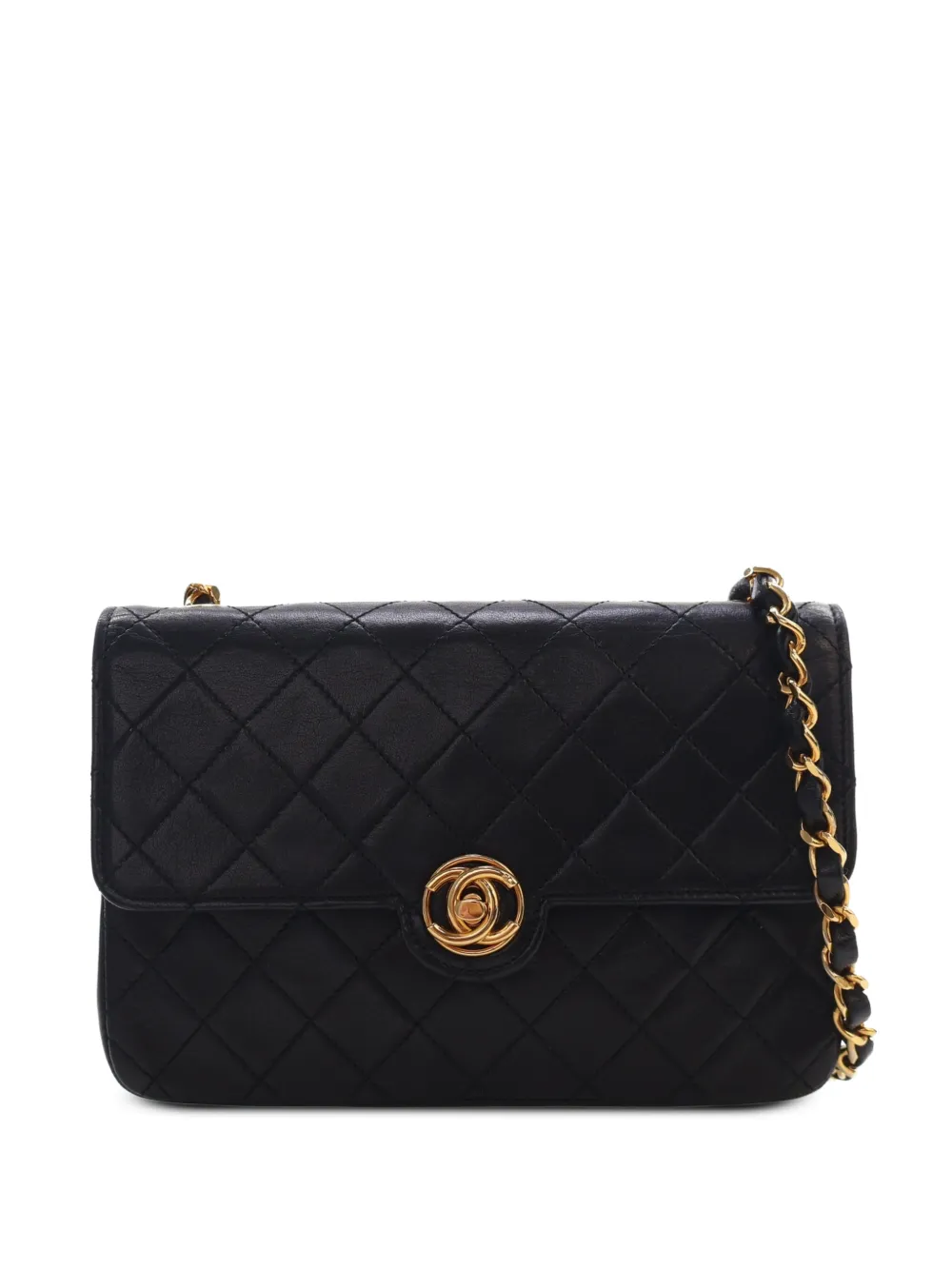 CHANEL Pre-Owned 1984-1988 Mini Lambskin Circle CC Single Flap crossbody bag - Black