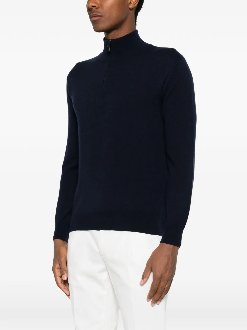 Canali quarter-zip cashmere sweater Blauw
