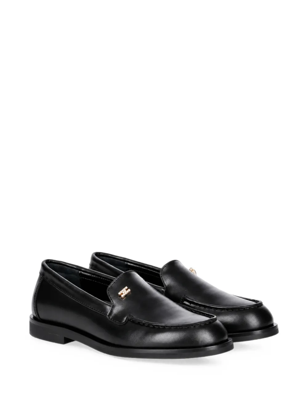 Elisabetta Franchi La Mia Bambina logo-plaque leather loafers - Noir Elisabetta Franchi La Mia Bambina logo-plaque leather loafers - Noir