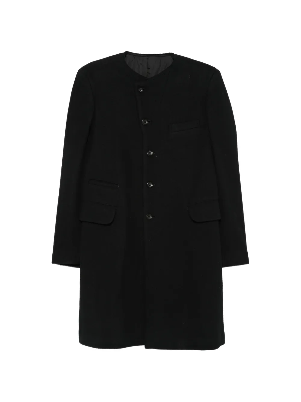 Black Comme Des Garçons collarless single-breasted coat