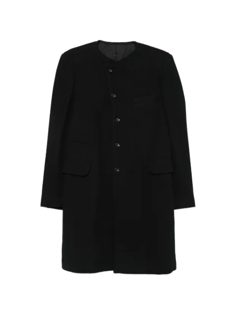 Black Comme Des Garçons collarless single-breasted coat