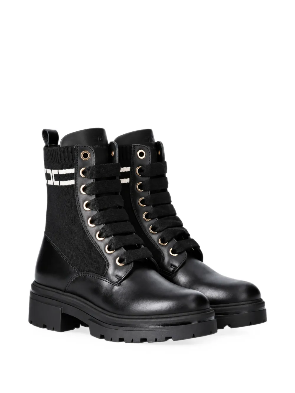 Elisabetta Franchi La Mia Bambina logo-panel lace-up boots - Noir Elisabetta Franchi La Mia Bambina logo-panel lace-up boots - Noir