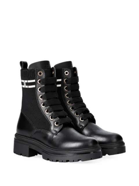 Elisabetta Franchi La Mia Bambina logo-panel lace-up boots