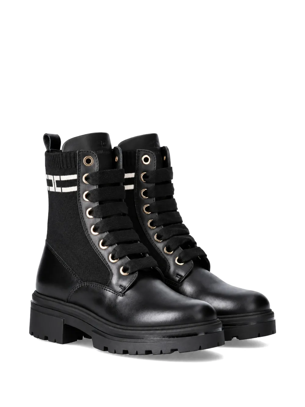 Elisabetta Franchi La Mia Bambina logo-panel lace-up boots - Nero