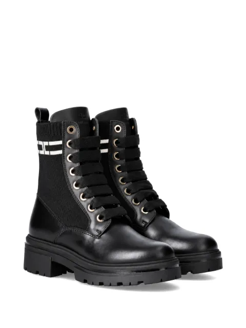 Elisabetta Franchi La Mia Bambina logo-panel lace-up boots