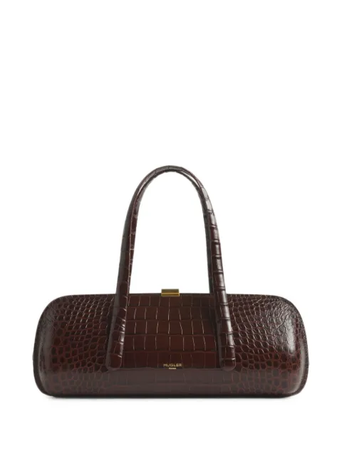 Mugler brown croc-effect Aurora bag