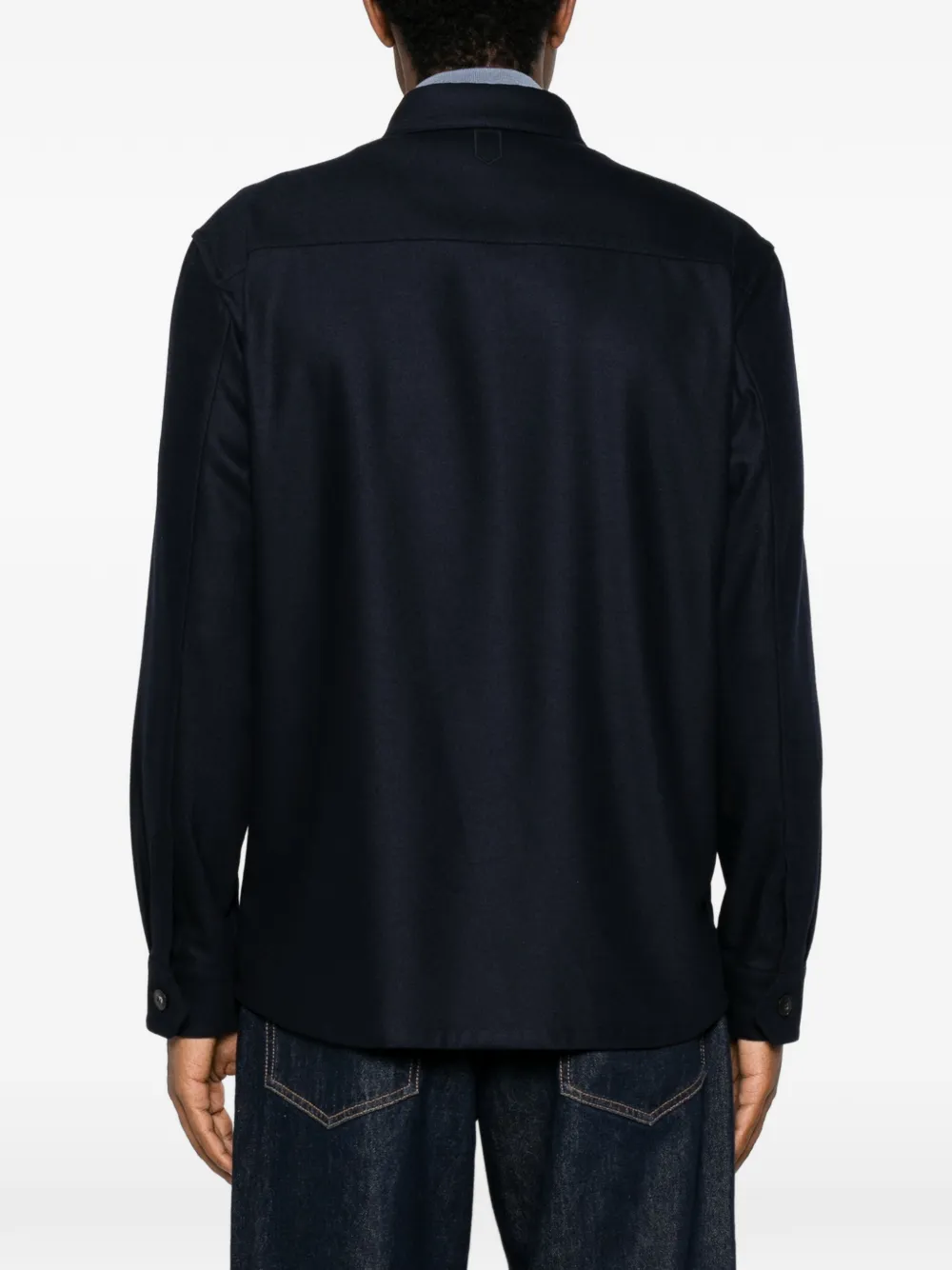 Canali button-up shirt jacket Blauw