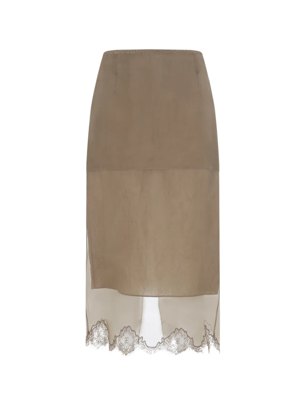 Carven lace-trim silk midi skirt - Tons neutres Carven lace-trim silk midi skirt - Tons neutres