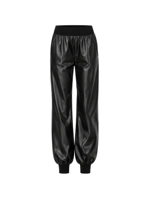 Norma Kamali pants de piel artificial con ribete de tejido de canalé