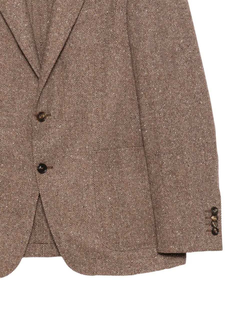 Canali herringbone-pattern single-breasted blazer Bruin