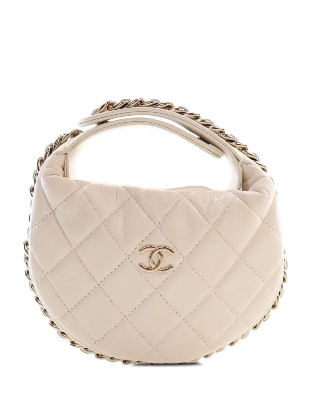 CHANEL Pre-Owned 2021-2026 Mini Quilted Lambskin Chain Around Pouch handbag - Weiß