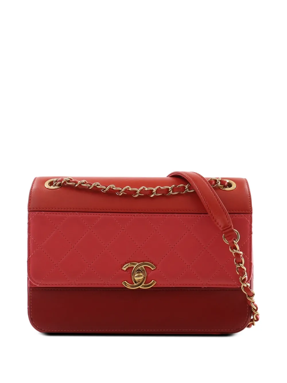 CHANEL Pre-Owned 2019 CC Tricolor Quilted Lambskin Single Flap shoulder bag - Rot