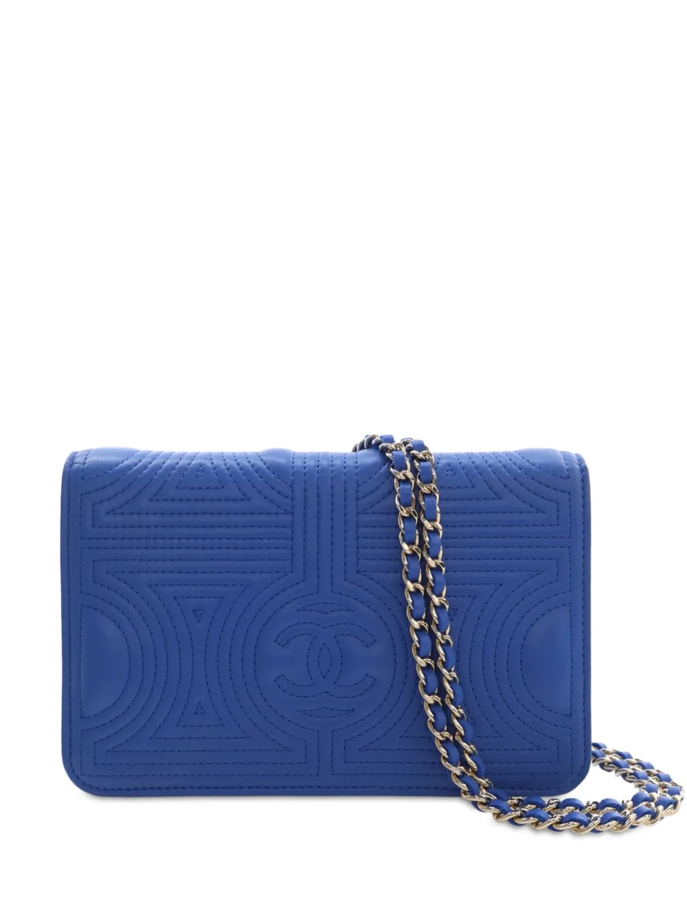 CHANEL Pre-Owned 2016-2017 Quilted Lambskin Korean Garden Wallet on Chain crossbody bag - Blue