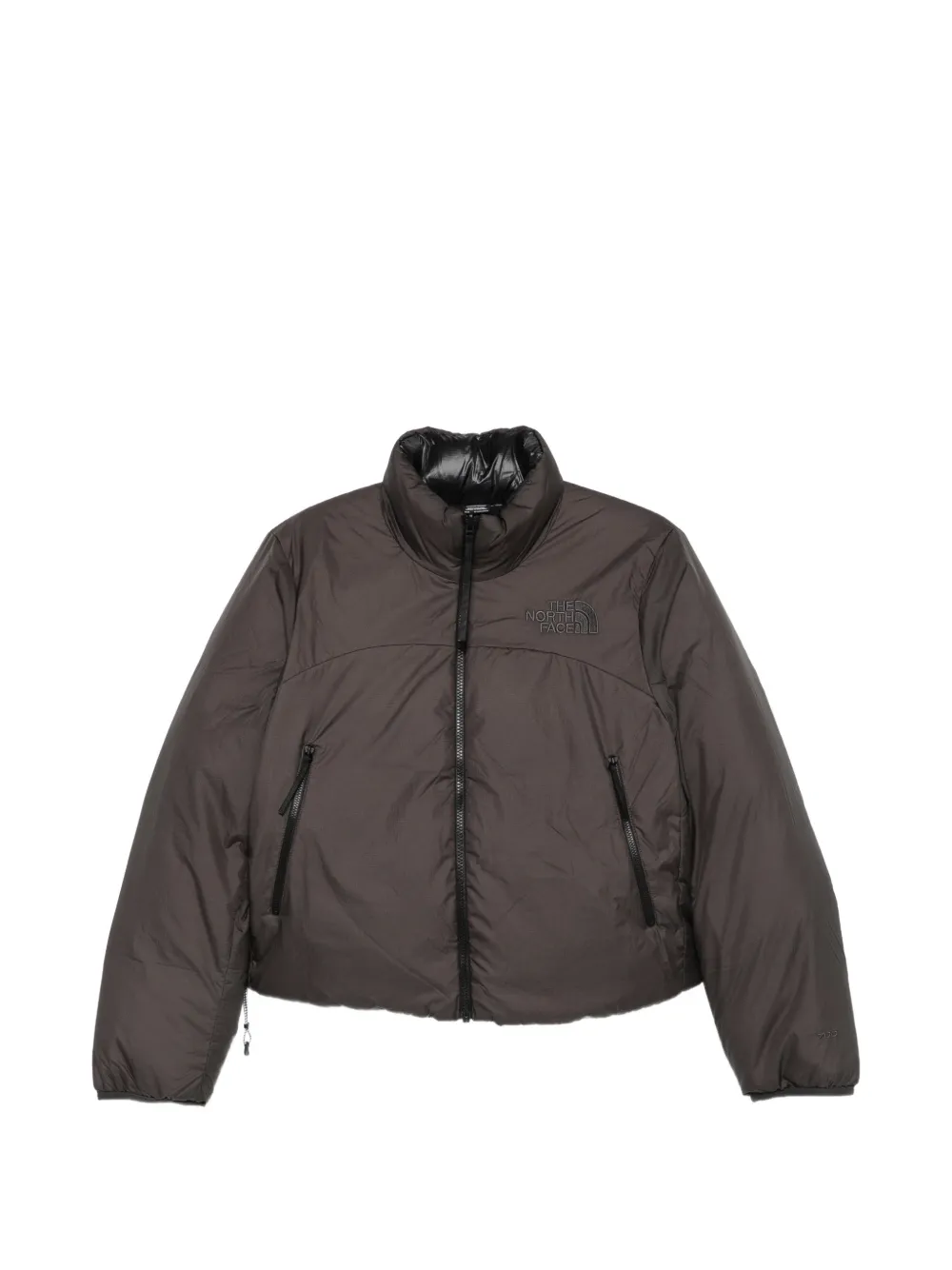 The North Face logo-embroidered reversible puffer jacket - Grau