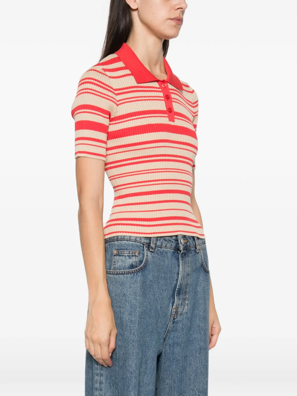 Axel Arigato Anja geribbeld poloshirt Beige