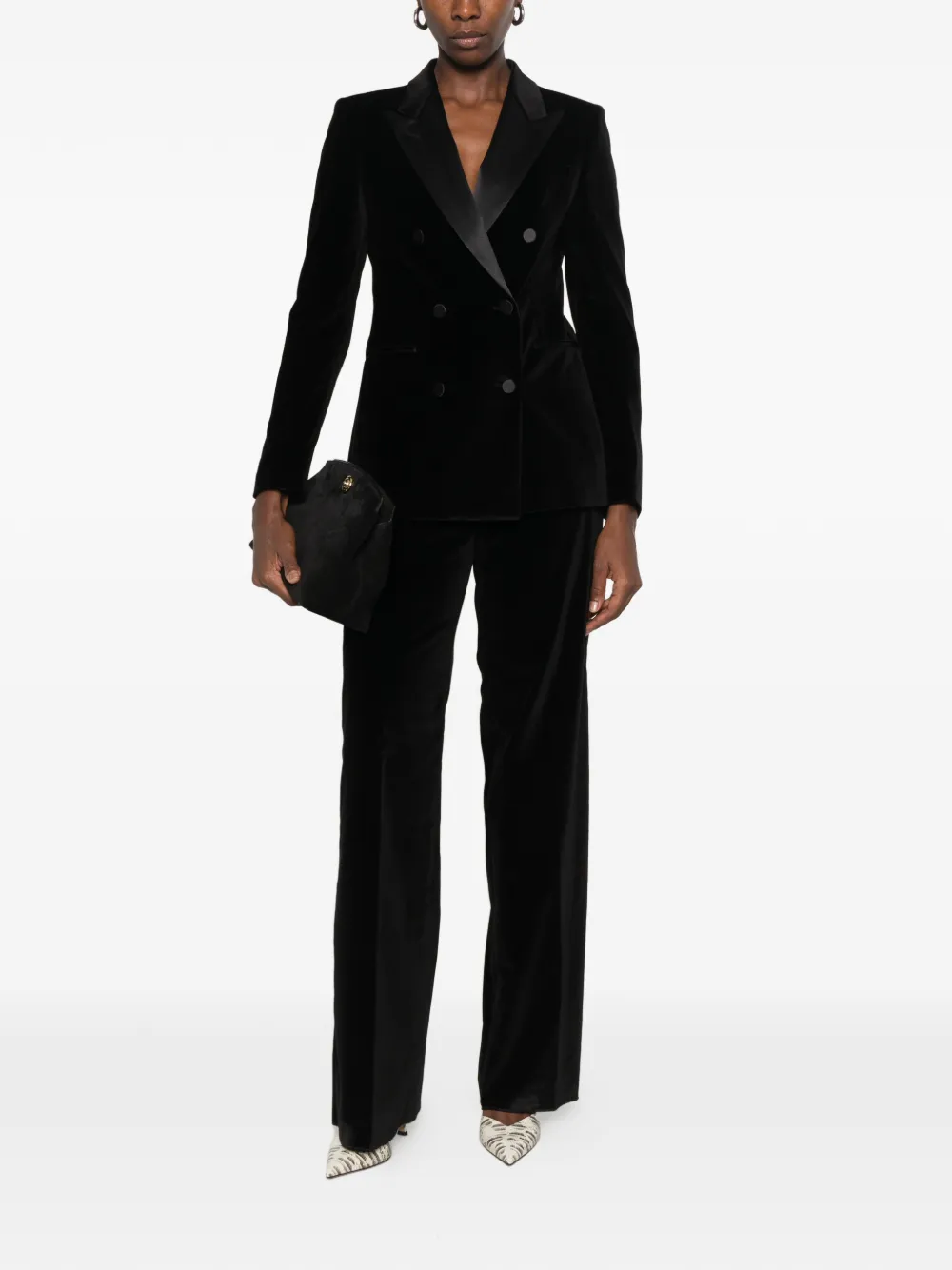 Tagliatore double-breasted velvet suit - Schwarz