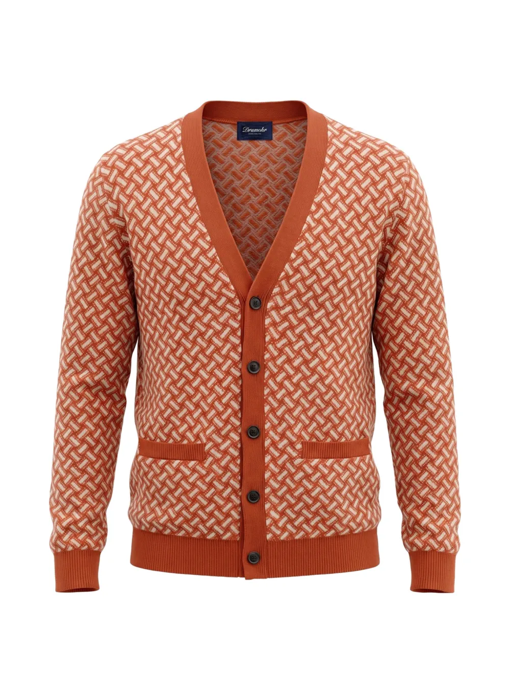 Drumohr Biscottino-jacquard cashmere cardigan - Orange Drumohr Biscottino-jacquard cashmere cardigan - Orange