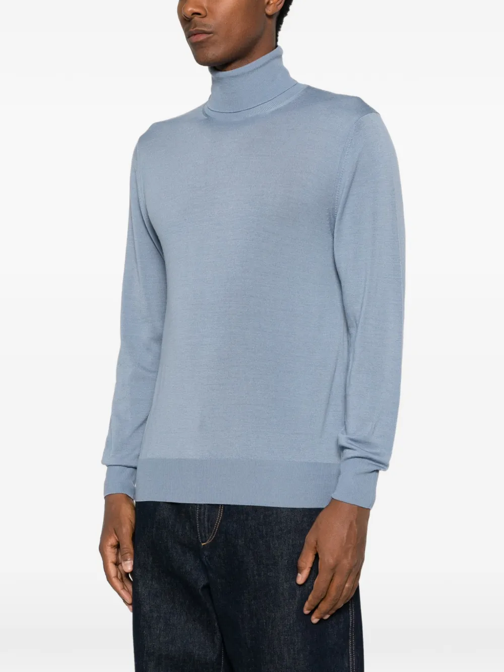 Canali roll-neck wool sweater Blauw
