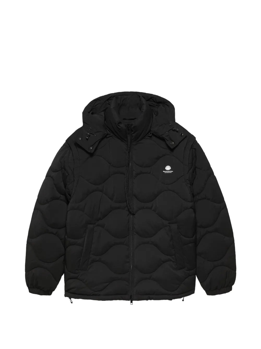 New Amsterdam Surfassociation quilted hooded jacket - Nero