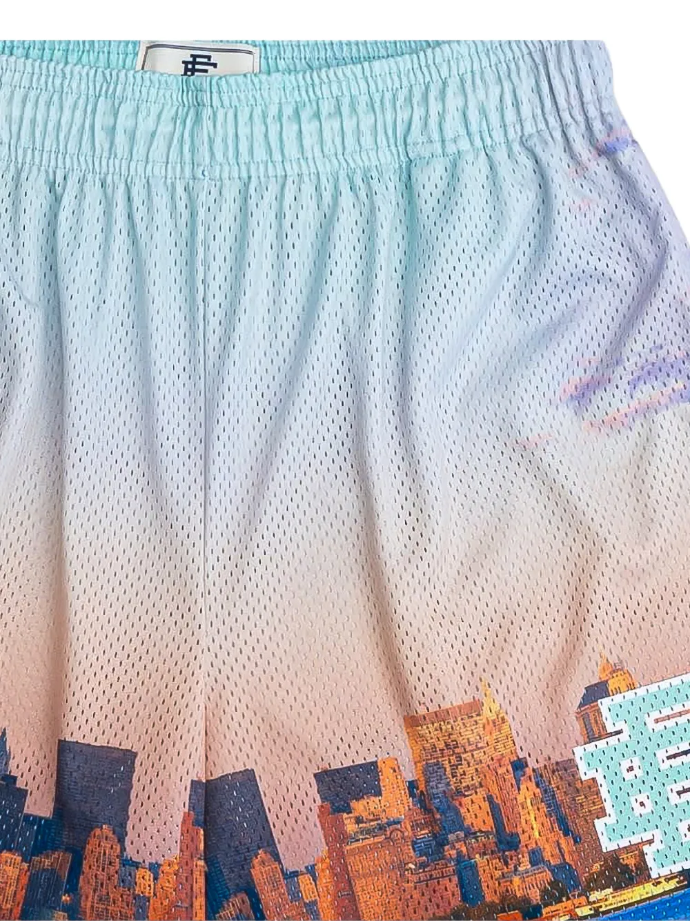 ERIC EMANUEL Basic NYC Twin Towers mesh shorts met grafische print Blauw