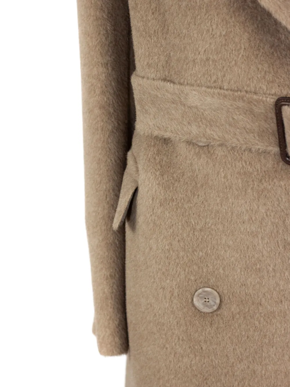 Tagliatore Jas met ceintuur en dubbele rij knopen Beige