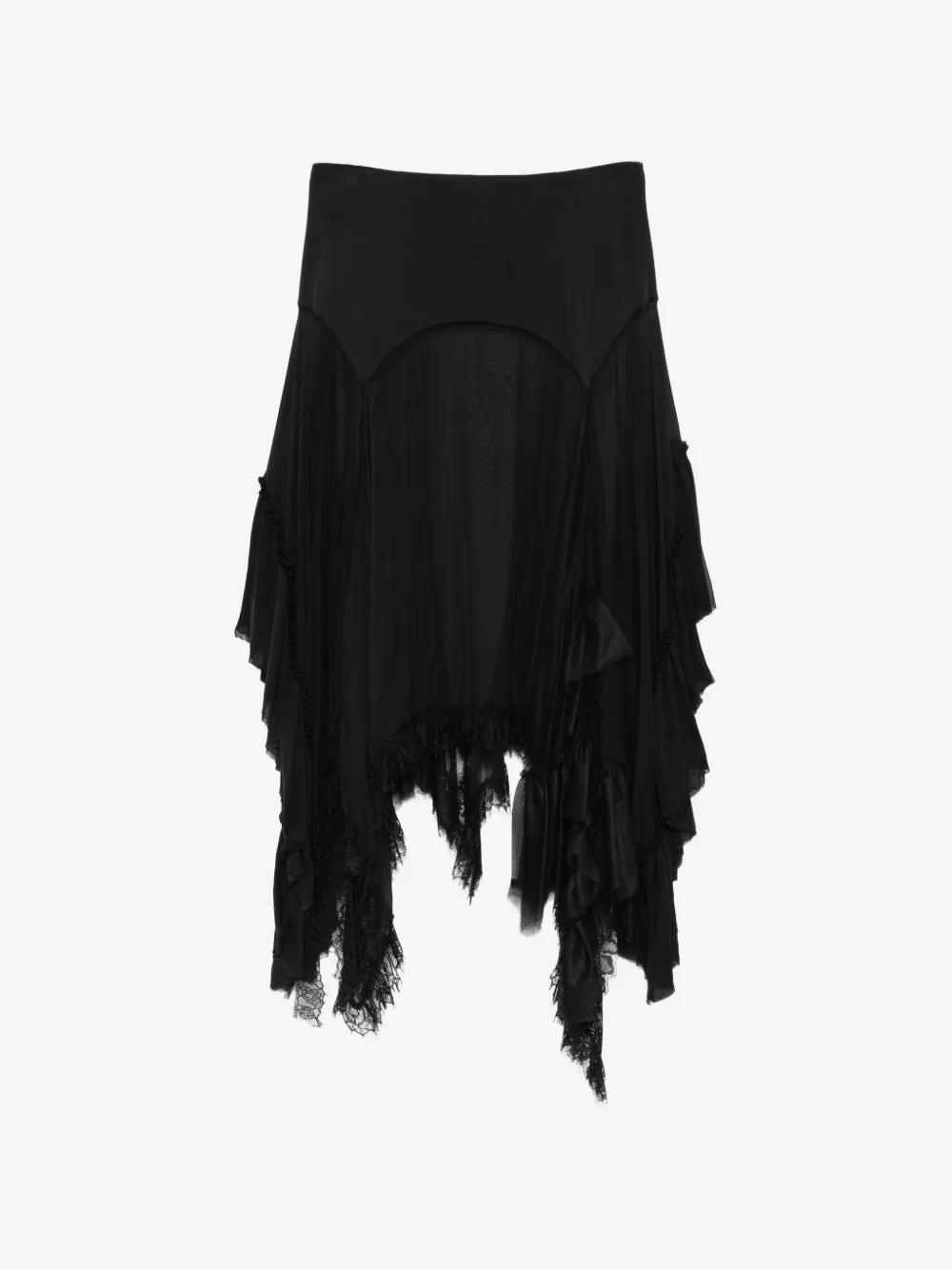 Ann Demeulemeester 레이스 트리밍 러플 스커트