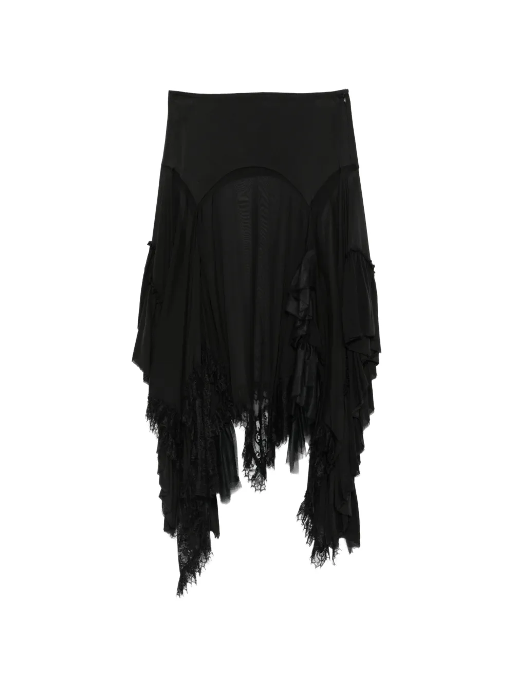 Ann Demeulemeester ruffled lace-trim skirt Zwart