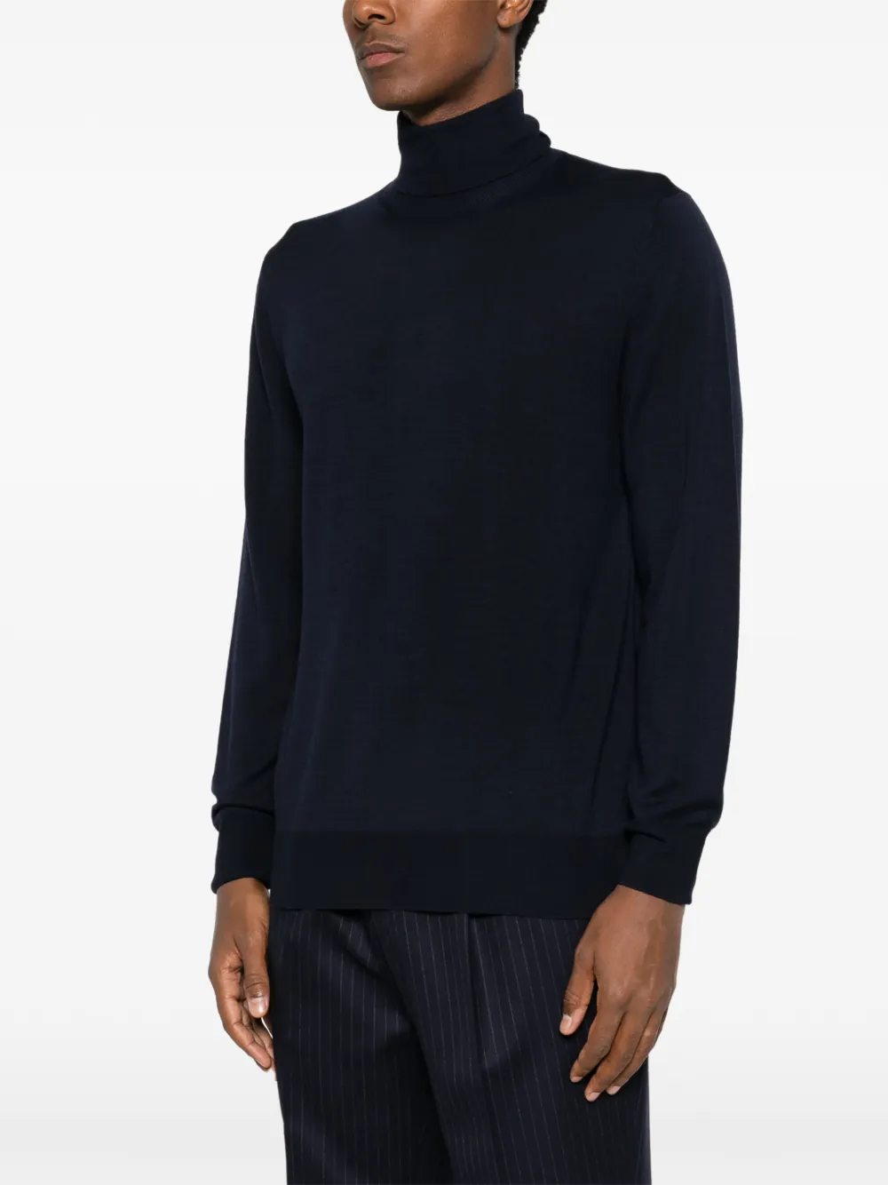 Canali roll-neck wool sweater Blauw
