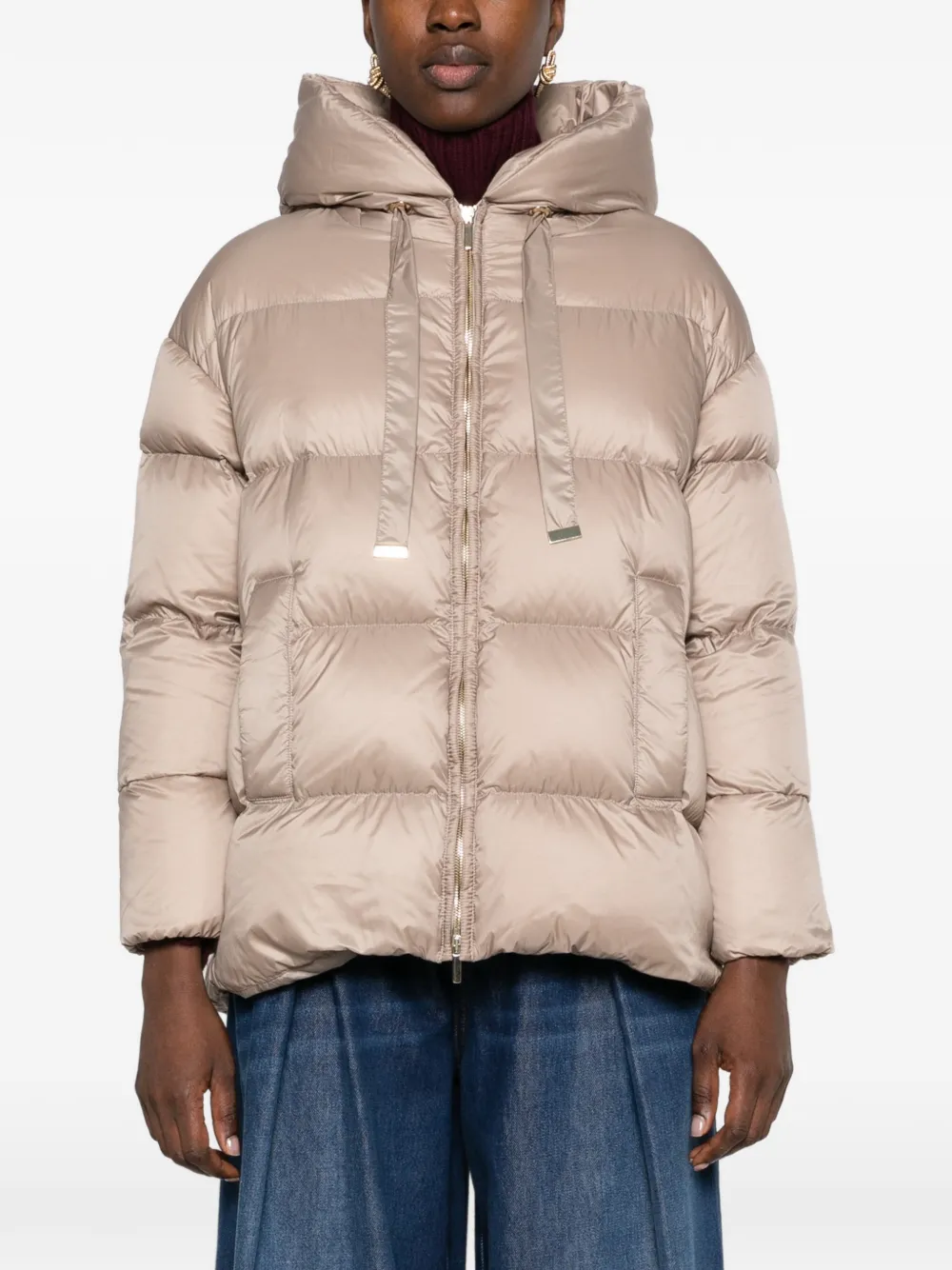 Max Mara quilted hooded jacket Beige