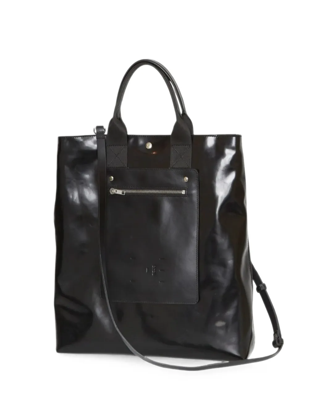 STEL logo-pocket leather tote bag