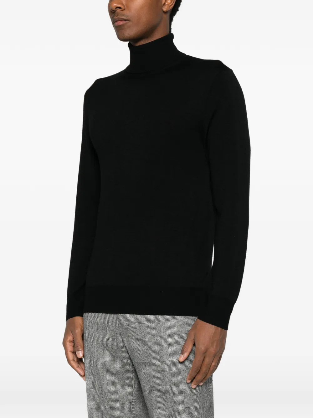 Canali roll-neck wool sweater Zwart