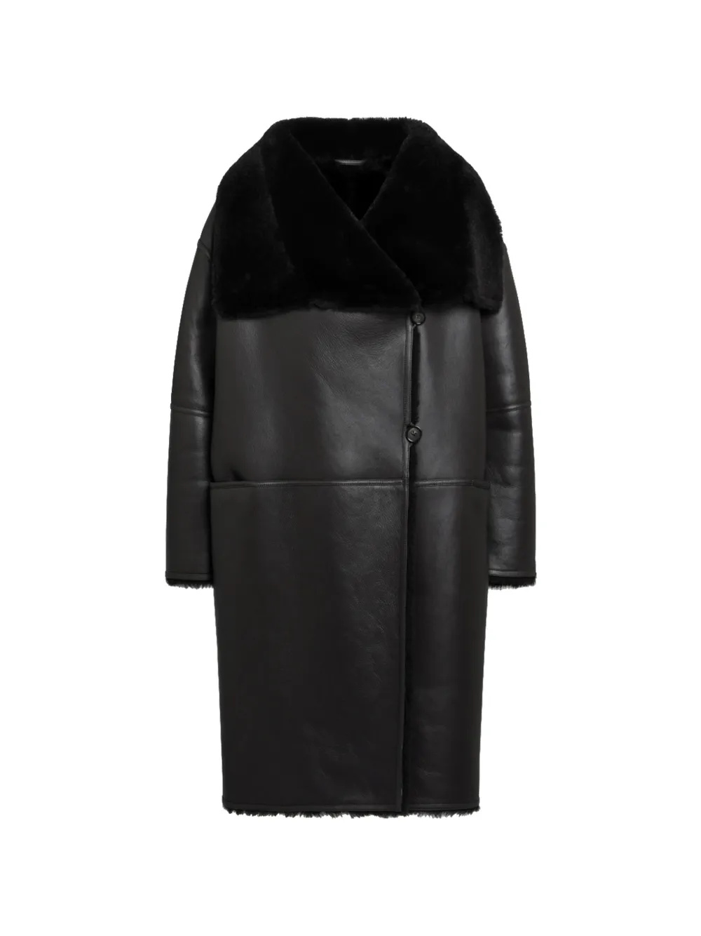 TOTEME shearling wrap coat dark brown