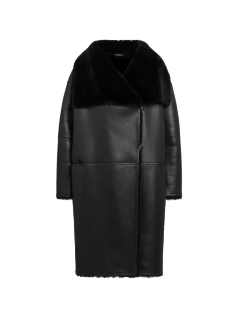TOTEME shearling wrap coat dark brown