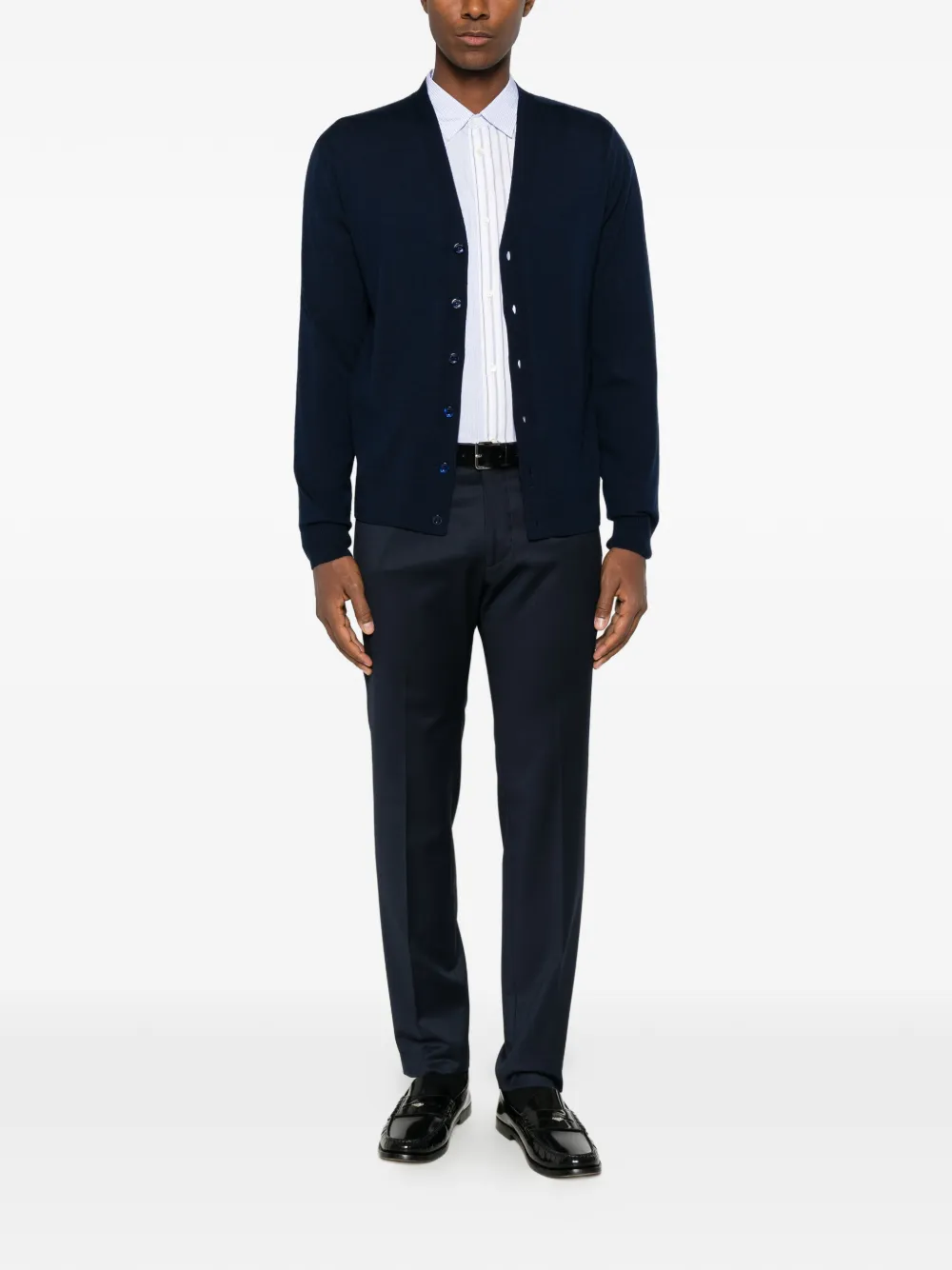 Canali button-up wool cardigan Blauw