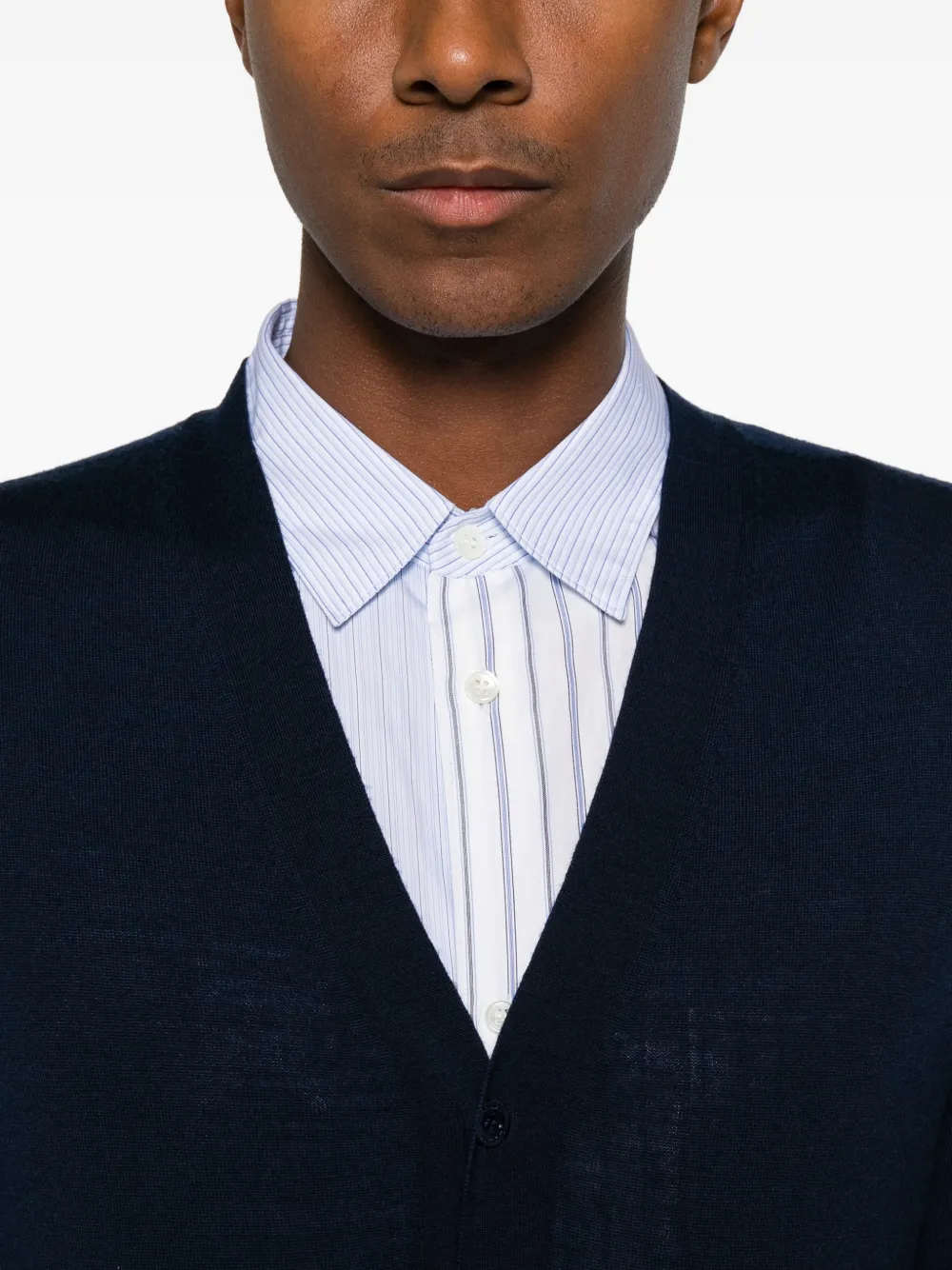 Canali button-up wool cardigan Blauw