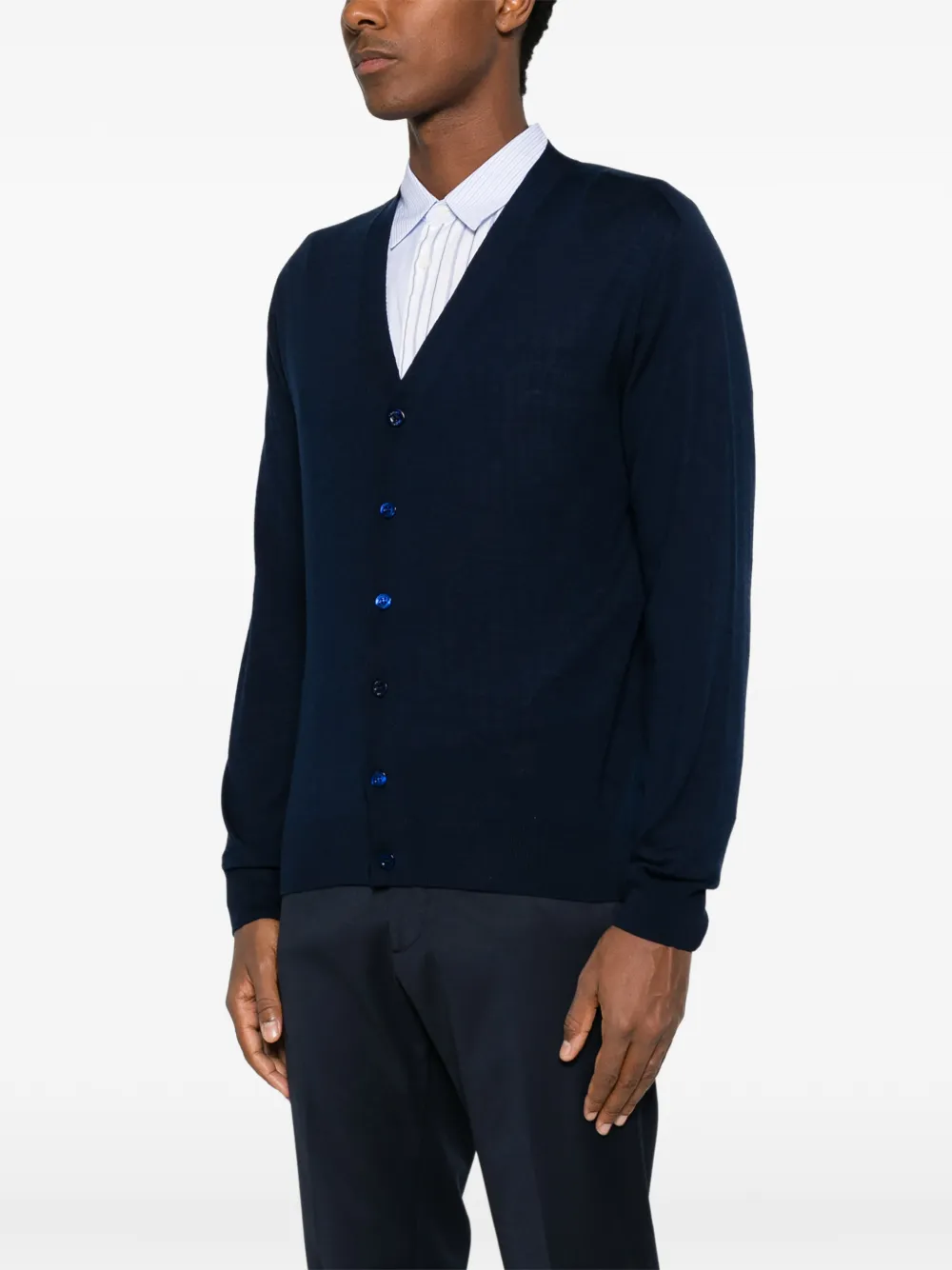 Canali button-up wool cardigan Blauw