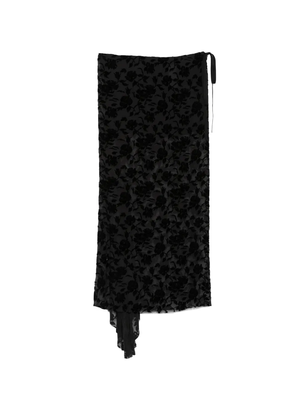Ann Demeulemeester floral-devoré midi skirt - Schwarz