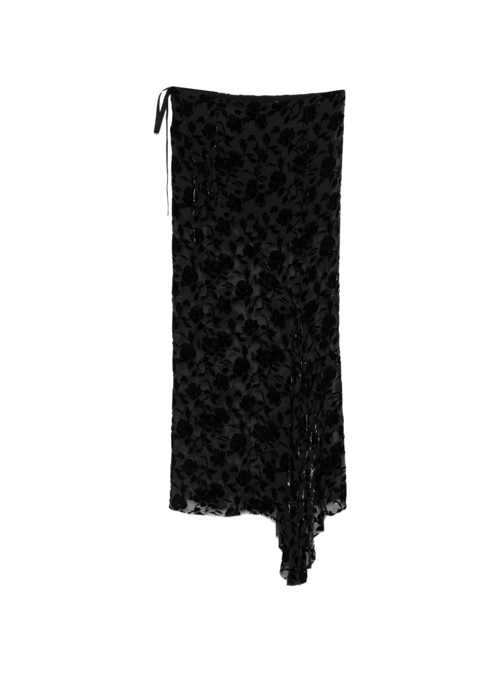 Ann Demeulemeester floral-devoré midi skirt Zwart