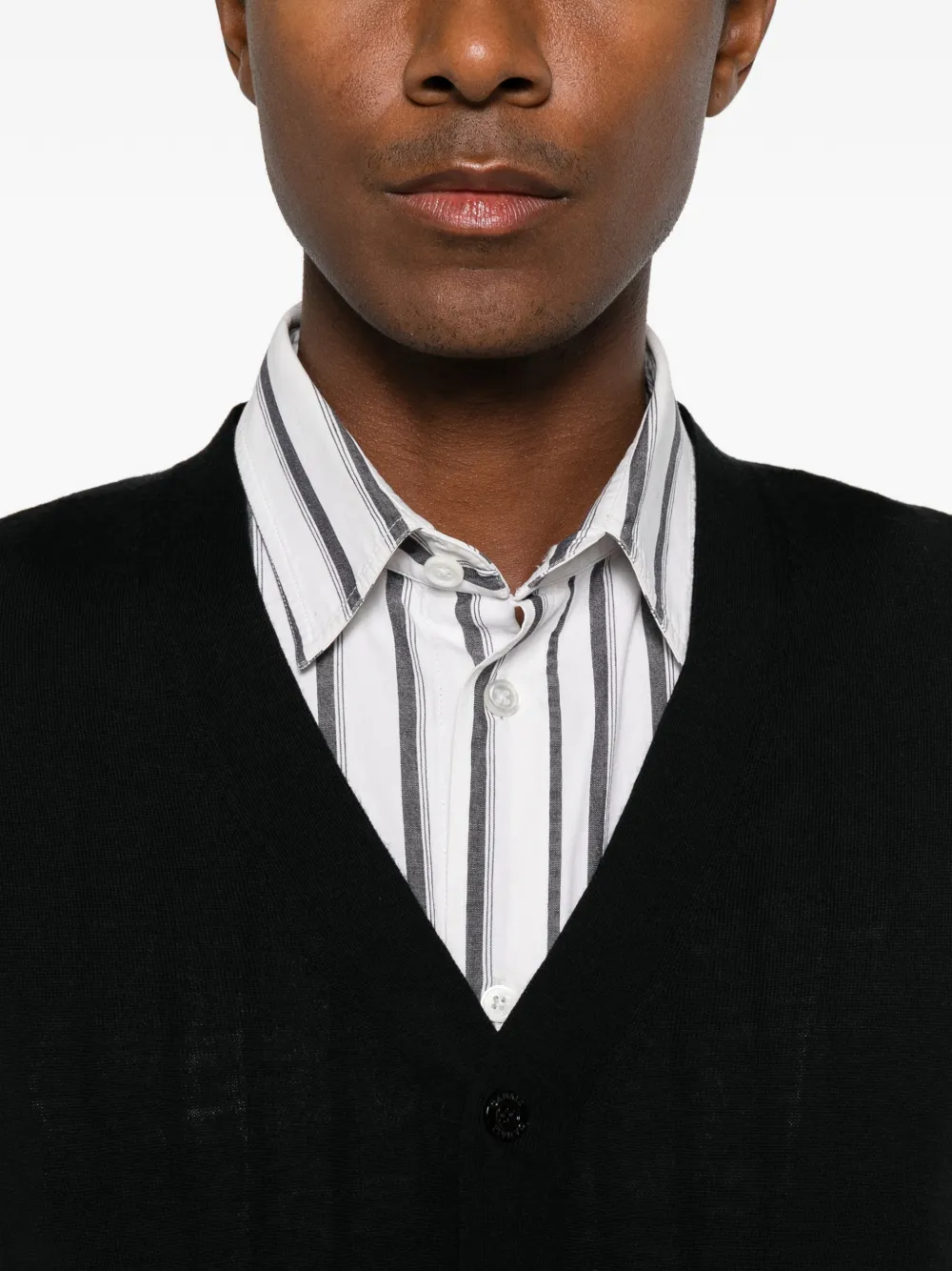 Canali button-up V-neck cardigan Zwart
