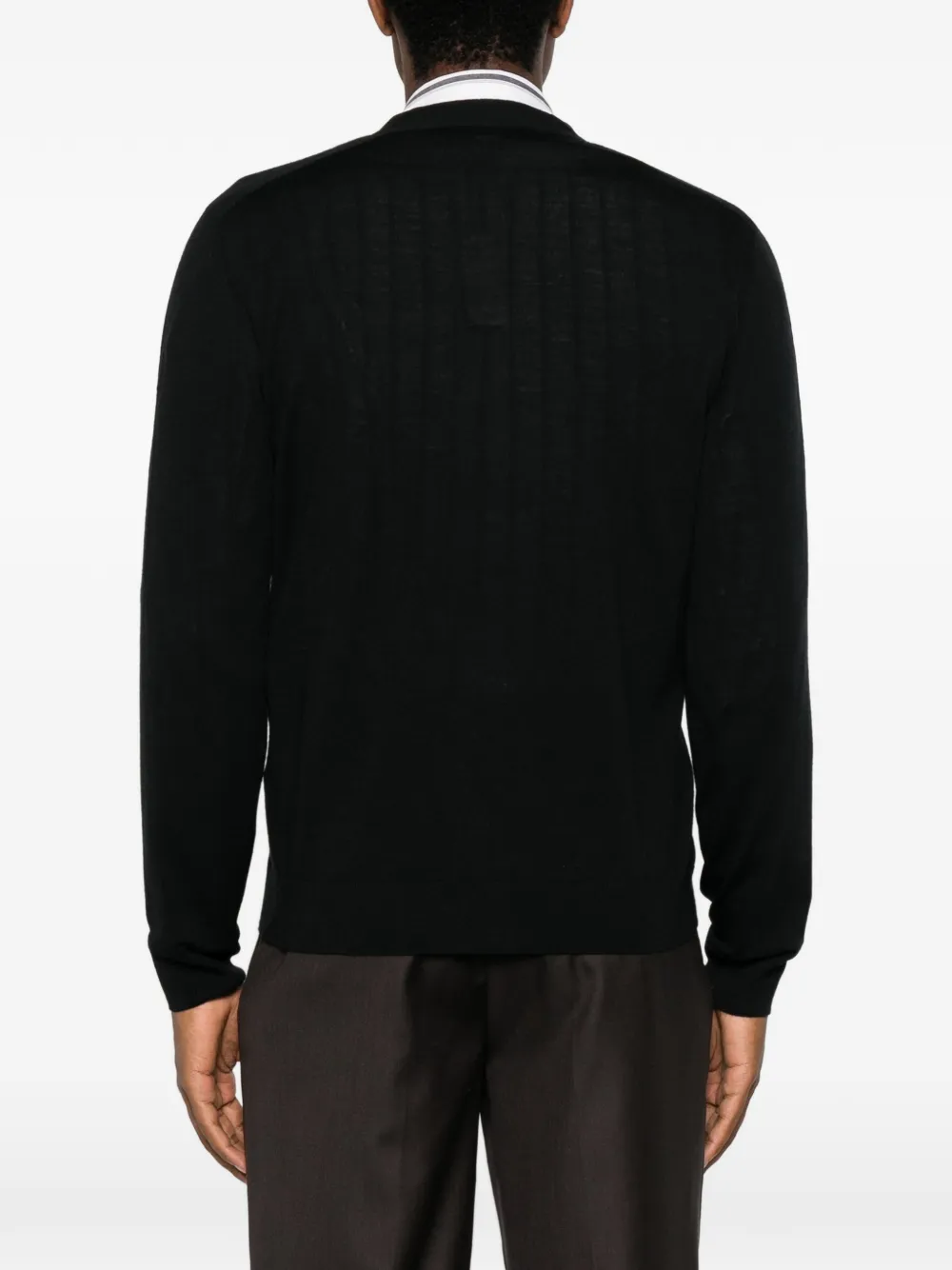 Canali button-up V-neck cardigan Zwart